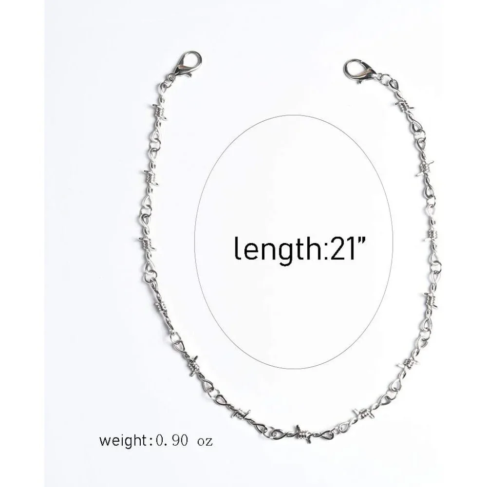 Punk Gothic Thorns Metal Barbed Wire Chain Necklace Bracelet Silver Jewelry for_2